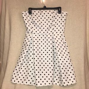 Black and white polkadot dress strapless